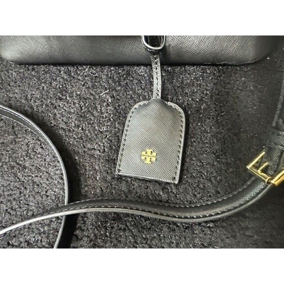 Tory Burch Tote Black Leather Robinson Micro Double-Zip Cross Body + Dust Bag - Picture 2 of 14